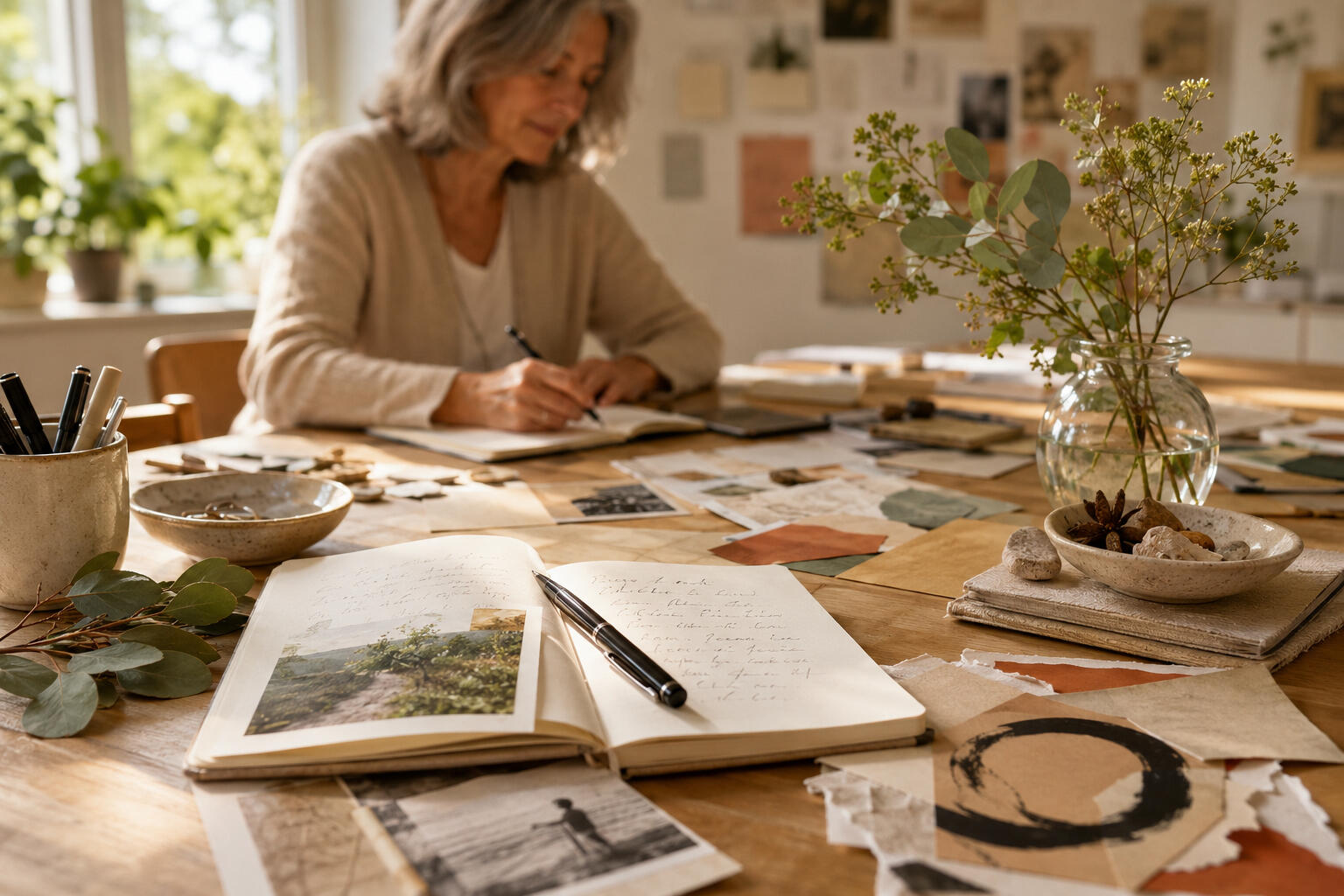 Kreativer Arbeitsplatz mit nostalgischem Flair Your caption here…